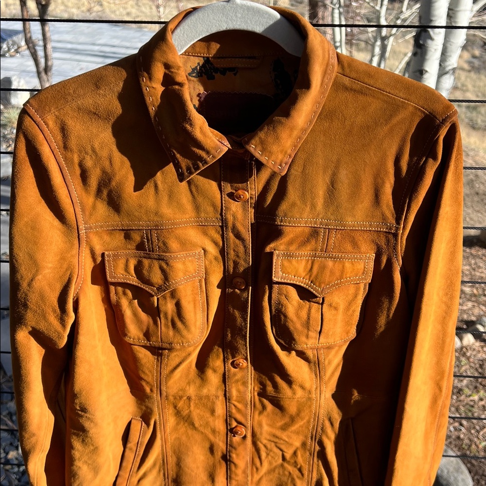 Gorgeous Sundance Evans Suede Trucker Shacket Jacket Shirt Medium M - Picture 4 of 9